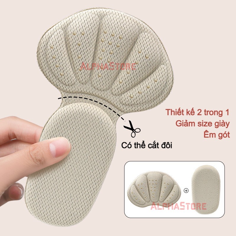 Lót Dán Lưng Gót Cánh Sen 2-Trong-1 Chống Nhấc Gót, Giảm Size Giày Sneaker, Giầy Thể Thao, Giày Da, Cao Gót  - Dầy 0.7cm