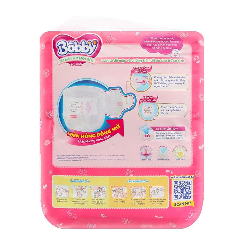 Tã/bỉm quần BOBBY SƠ SINH Mở Một Bên Đầu Tiên Trên Thế Giới thiết kế riêng dễ mặc size NB,S 6-10