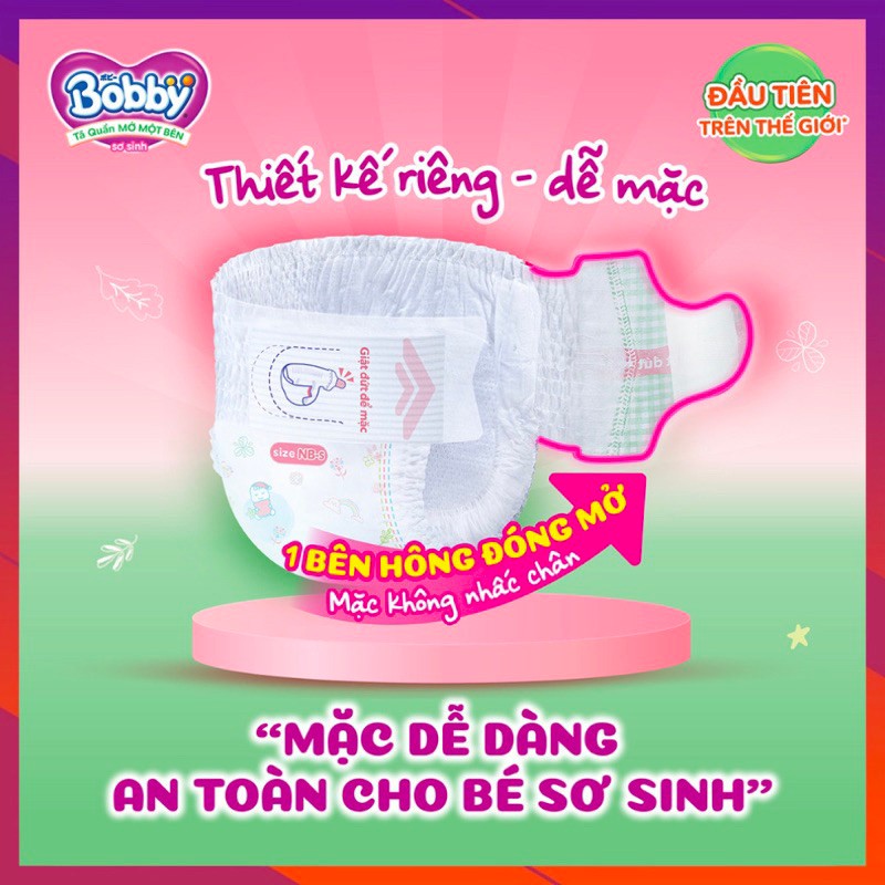 Tã/bỉm quần BOBBY SƠ SINH Mở Một Bên Đầu Tiên Trên Thế Giới thiết kế riêng dễ mặc size NB,S 6-10