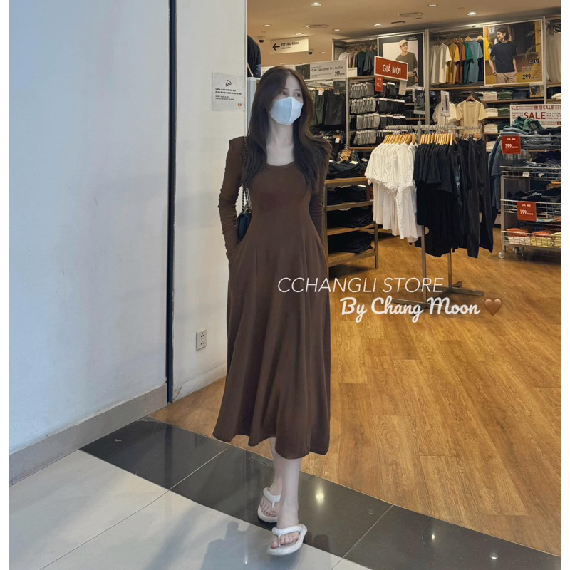 VÁY TĂM XOÈ MIDI MÀU NÂU