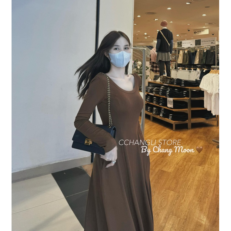 VÁY TĂM XOÈ MIDI MÀU NÂU