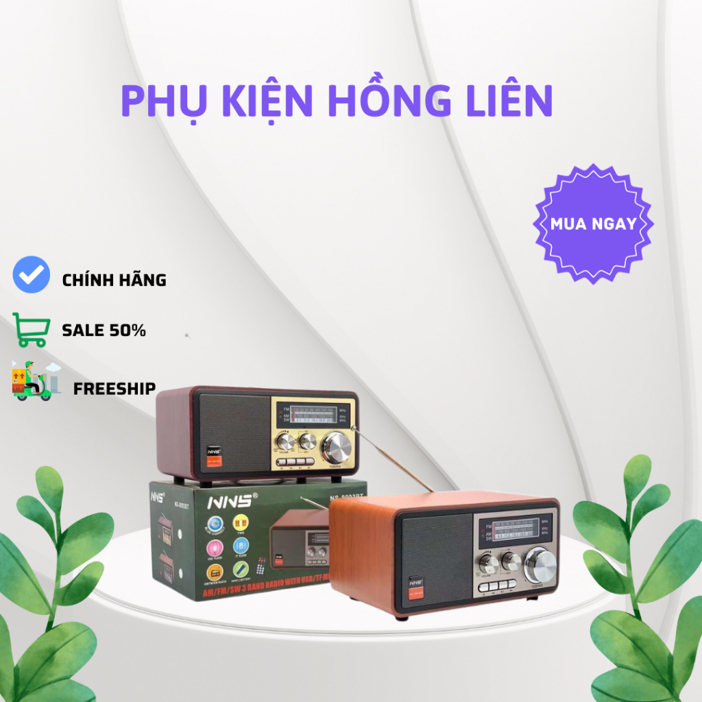 Đài FM Radio NNS NS-8093BT bắt được Bluetooth kết nối USB thẻ nhớ full chức năng + 12 Tháng BH