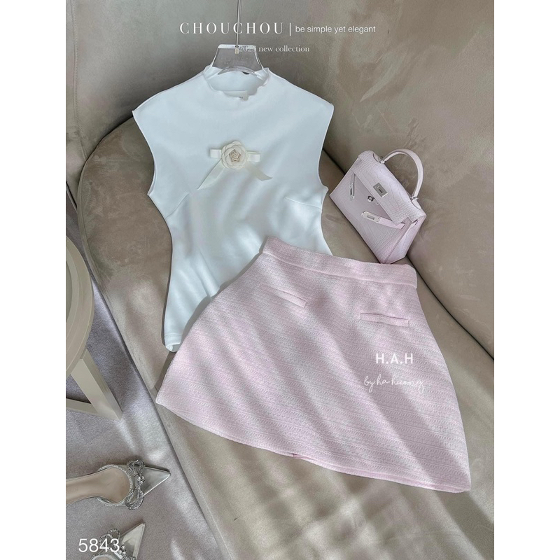 SET ÁO HOA TRÀ SÁT NÁCH MIX CHÂN VÁY DẠ SIÊU XINH