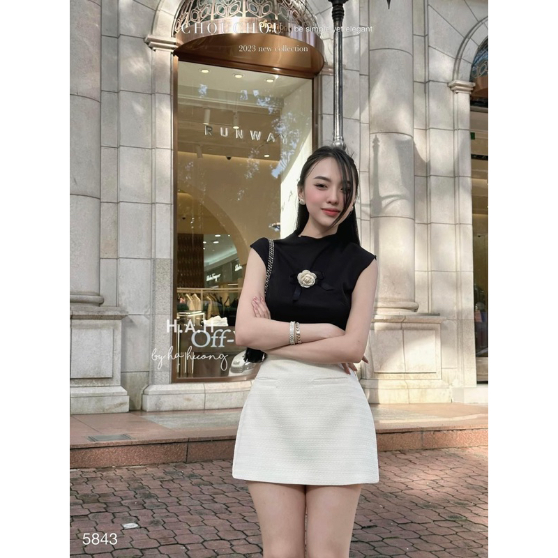 SET ÁO HOA TRÀ SÁT NÁCH MIX CHÂN VÁY DẠ SIÊU XINH