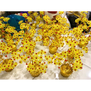 Chậu sen với hoa pha lê cao 35cm