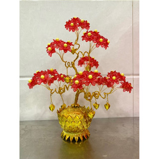 Chậu sen với hoa pha lê cao 35cm