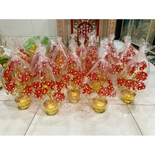 Chậu sen với hoa pha lê cao 35cm