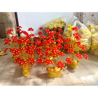 Chậu sen với hoa pha lê cao 35cm
