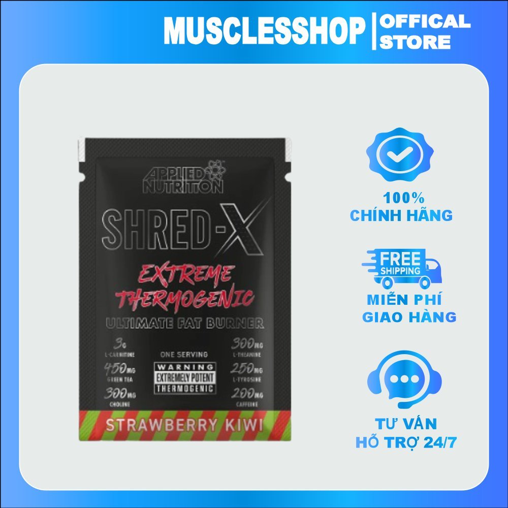 Sample Shred X - Applied Nutrition , Gói dùng thử pre workout, Đốt mỡ, Hỗ trợ Tăng sức mạnh, Tăng trao đổi chất