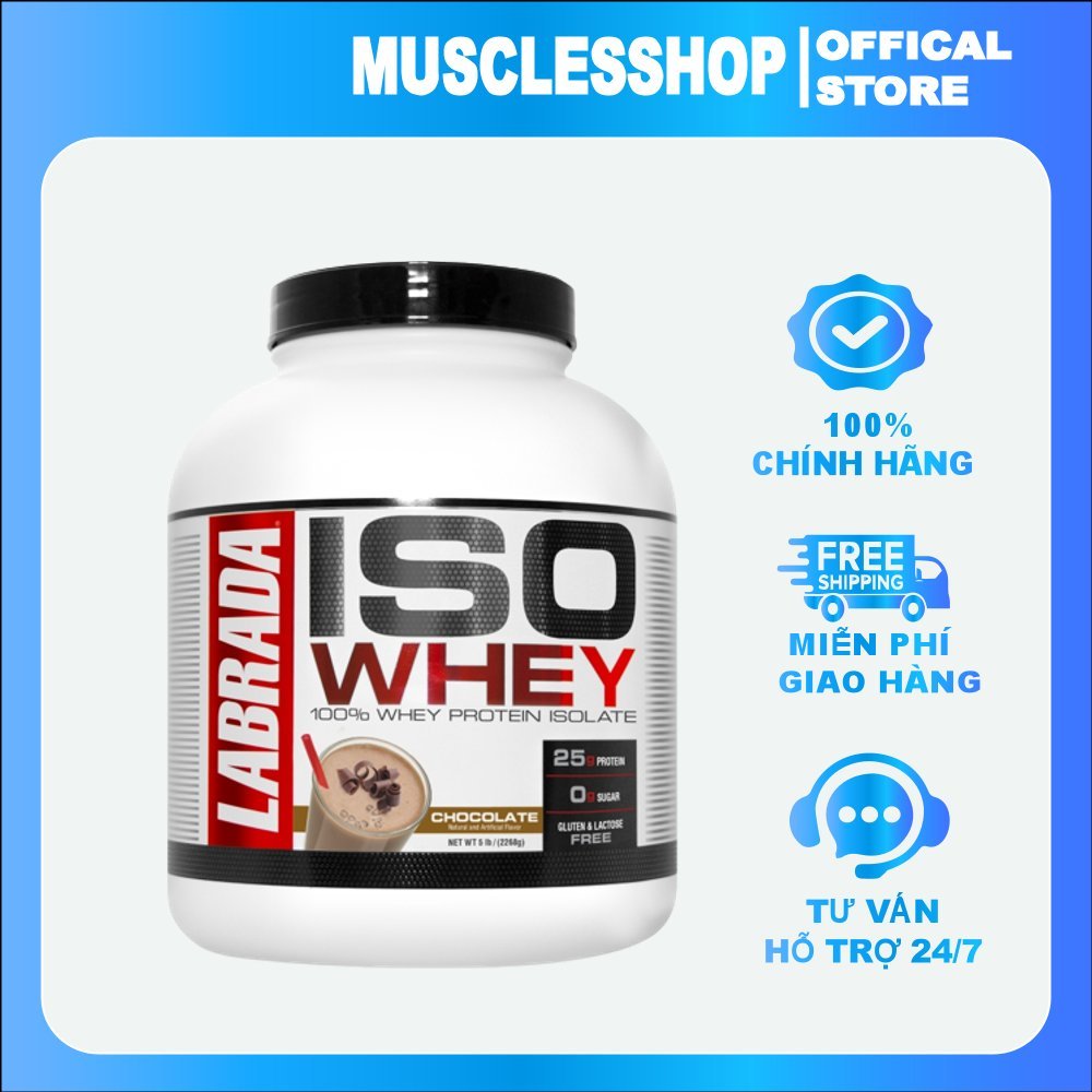 ISO WHEY - Labrada  - Sữa Tăng Cơ, bổ sung 25g Whey Protein Isolate 100%,  BCAA, Glutamine