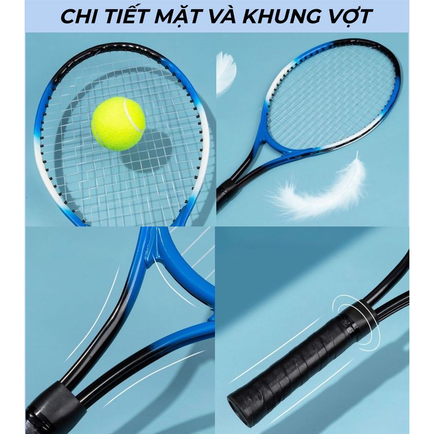 Bộ vợt tennis kèm dây đàn hồi - Gần gũi thể thao, Rèn luyện sức khoẻ - Tặng kèm bộ 4 quà tặng