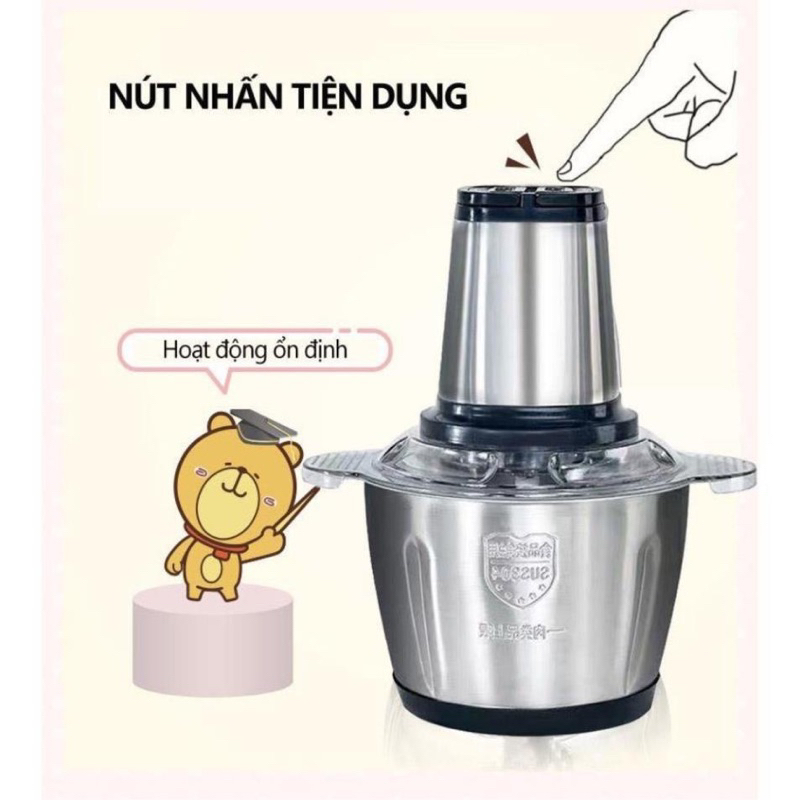 MÁY XAY THỊT ĐA NĂNG INOX 304 LƯỠI THÉP KHÔNG GỈ DUNG TÍCH 2 LÍT CHẤT LƯỢNG CAO
