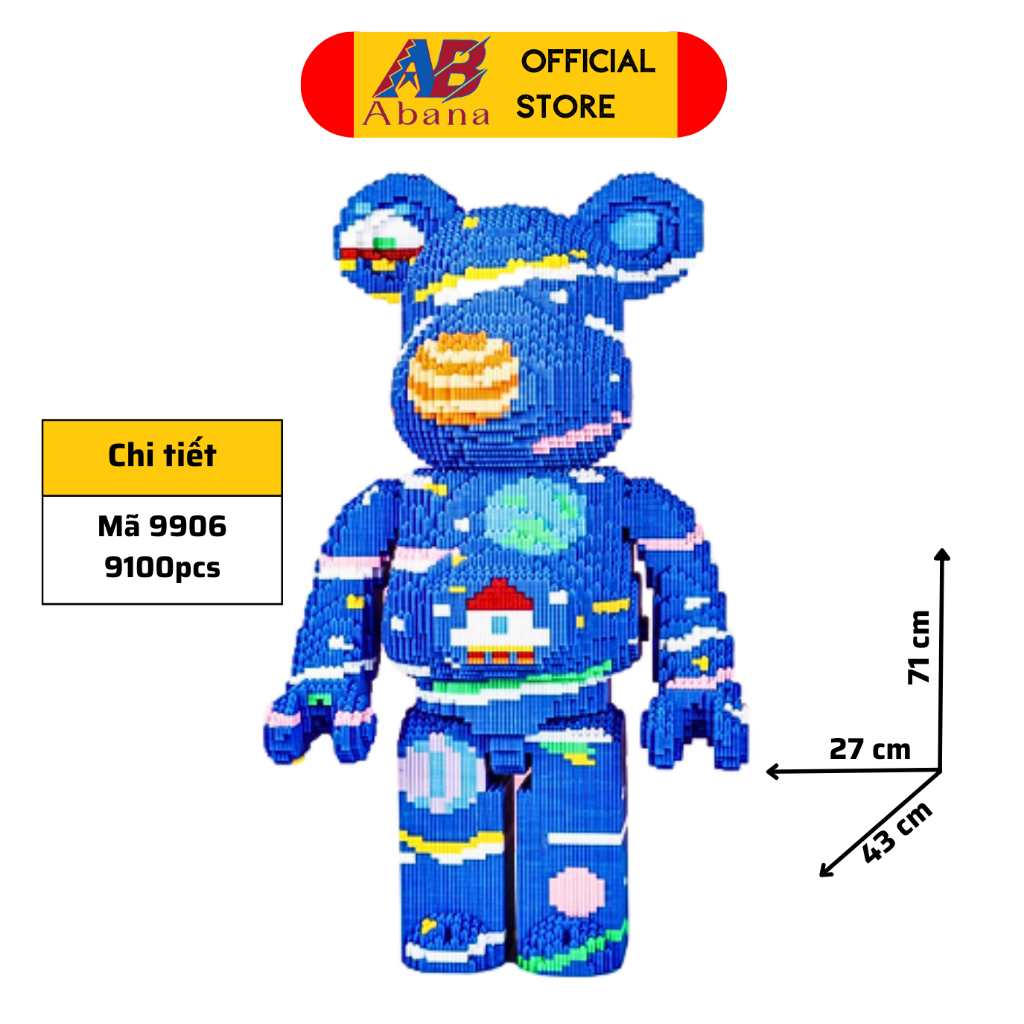 Đồ Chơi LEGO BEARBRICK Khổng Lồ, Mô Hình Lắp Ghép Gấu Bearbrick Thượng Lưu Abana, Giúp Sáng Tạo, Giải Trí, Decor Đẹp