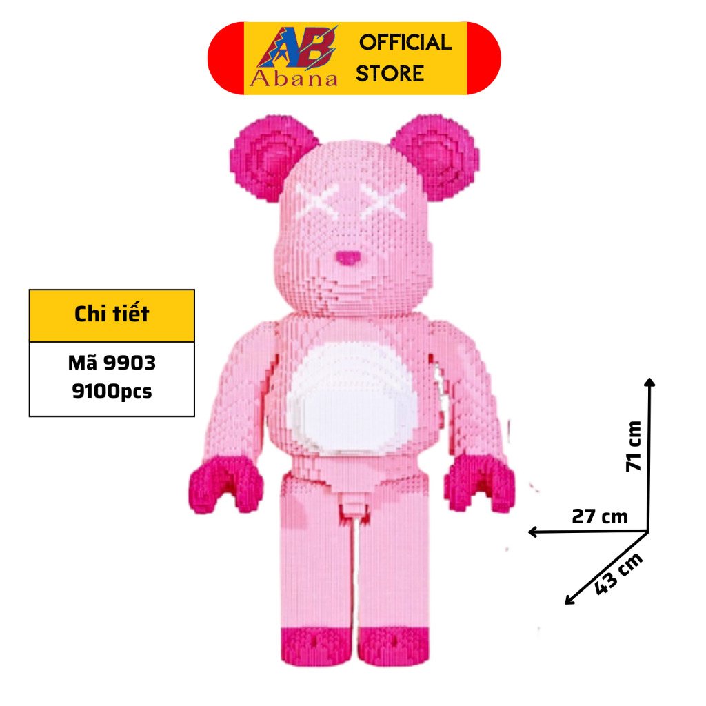 Đồ Chơi LEGO BEARBRICK Khổng Lồ, Mô Hình Lắp Ghép Gấu Bearbrick Thượng Lưu Abana, Giúp Sáng Tạo, Giải Trí, Decor Đẹp