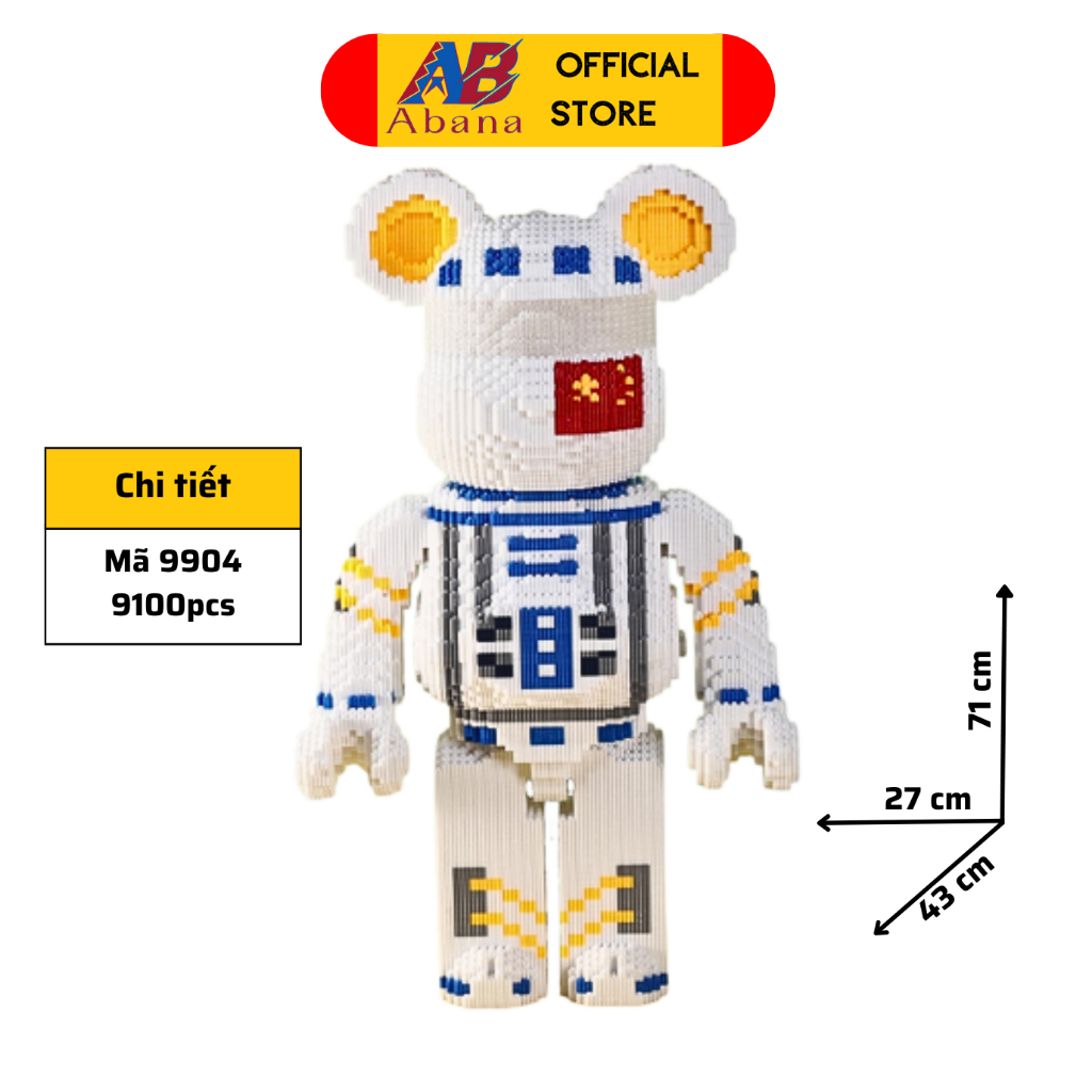 Đồ Chơi LEGO BEARBRICK Khổng Lồ, Mô Hình Lắp Ghép Gấu Bearbrick Thượng Lưu Abana, Giúp Sáng Tạo, Giải Trí, Decor Đẹp