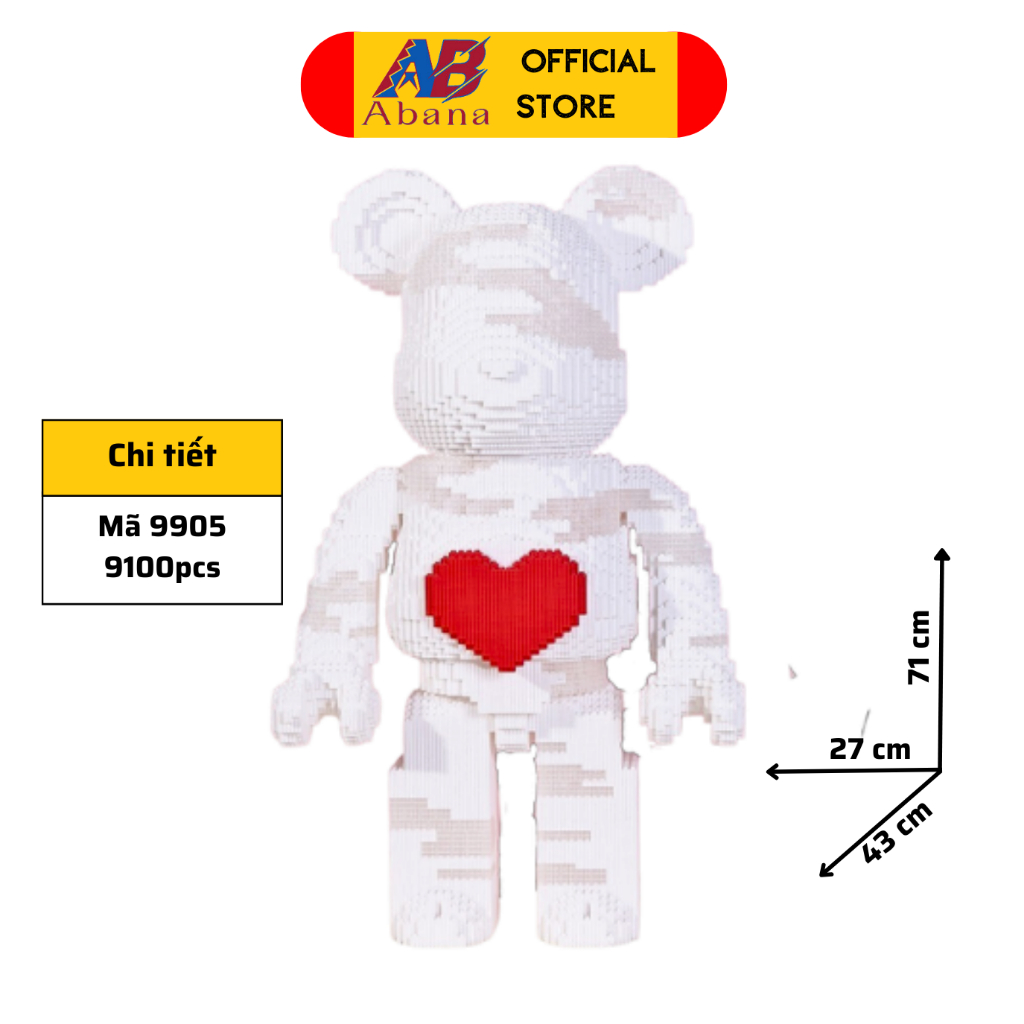 Đồ Chơi LEGO BEARBRICK Khổng Lồ, Mô Hình Lắp Ghép Gấu Bearbrick Thượng Lưu Abana, Giúp Sáng Tạo, Giải Trí, Decor Đẹp