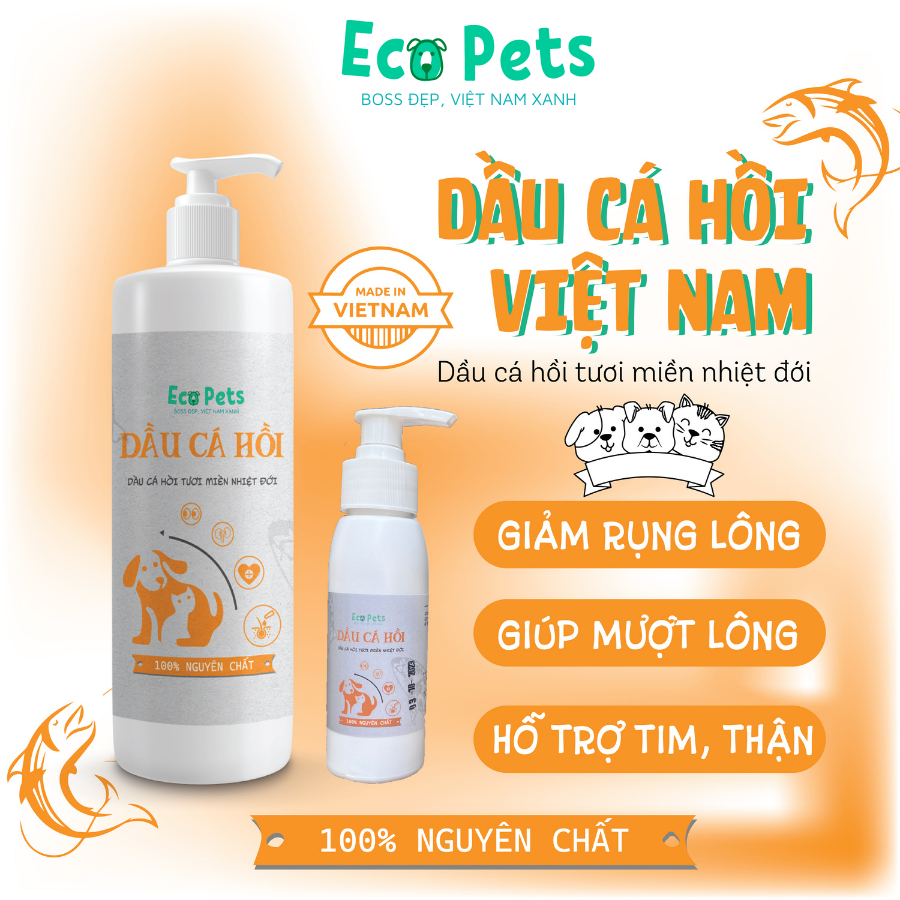 Dầu cá hồi HELLOCONSEN cho chó mèo bổ sung dầu cá giảm rụng lông chó mèo giúp mềm mượt hiệu quả nhanh chóng 100/500ML
