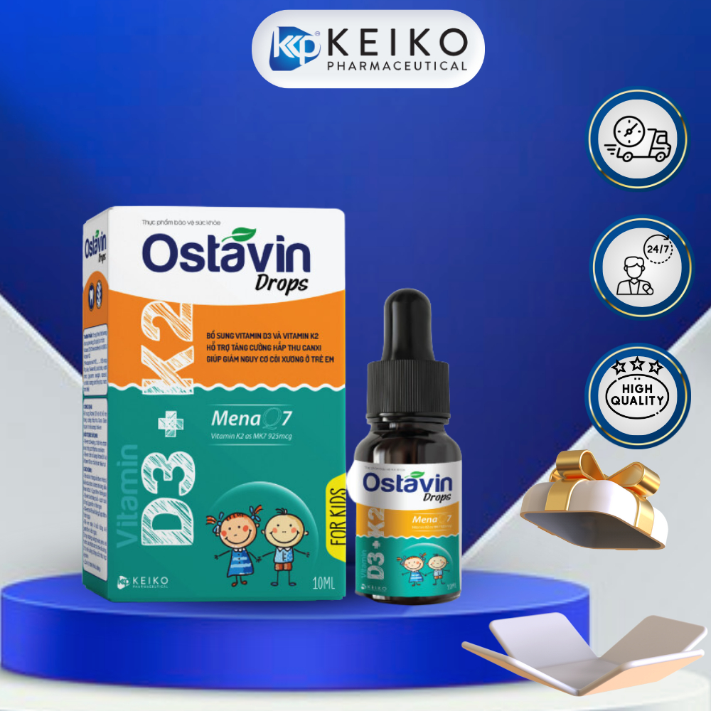 Ostavin Drops – Bổ sung Vitamin D3 và Vitamin K2 (MK7), Giảm Nguy Cơ Còi Xương Ở Trẻ Em
