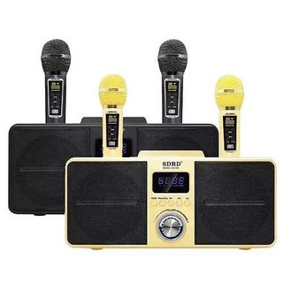 Loa karaoke mini sd 306plus, sd 309 tặng kèm 2 micro không dây pin sạc