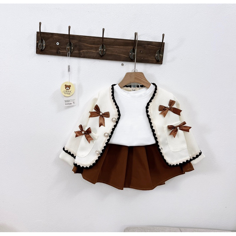 Set váy dạ nơ siêu đẹp cao cấp cho bé gái