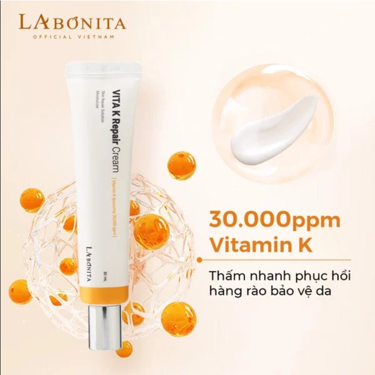 Kem Dưỡng LABONITA Vita K Repair Cream Giúp Phục Hồi Da, Giảm Mẩn Đỏ, Giản Mao Mạch 30ml