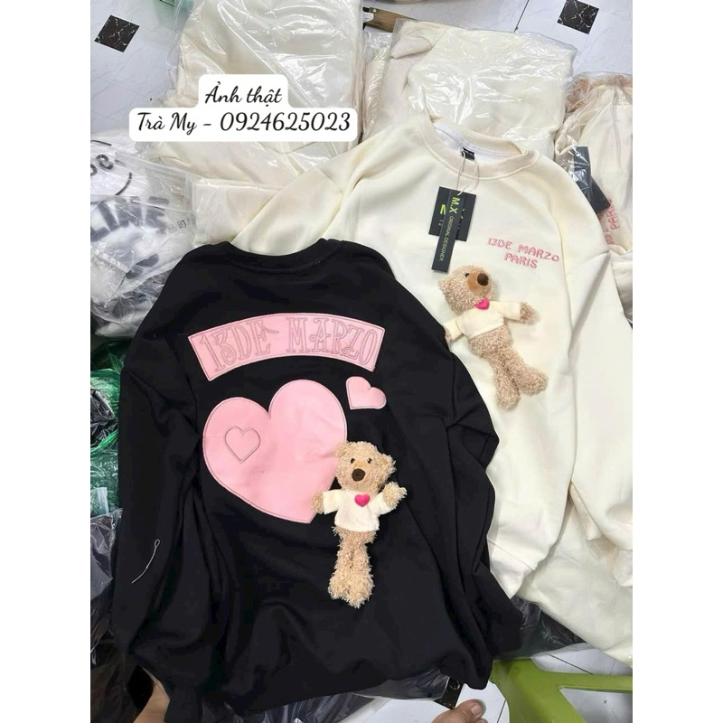 Áo Nỉ Gấu Lưng Thêu Da QC