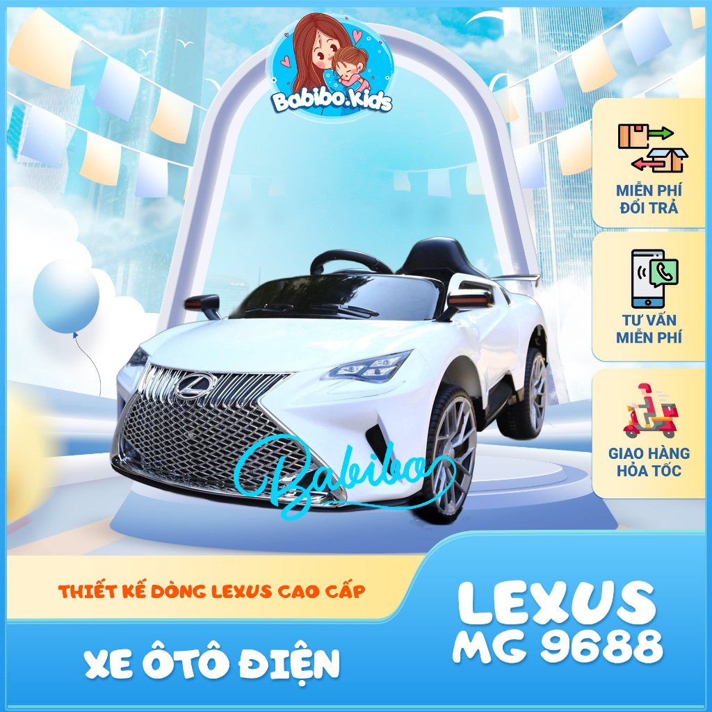 Xe ô tô điện trẻ em, xe điện cho bé mẫu siêu sang LEXUS MG9688 có kết nối bluetooth- Babibokids