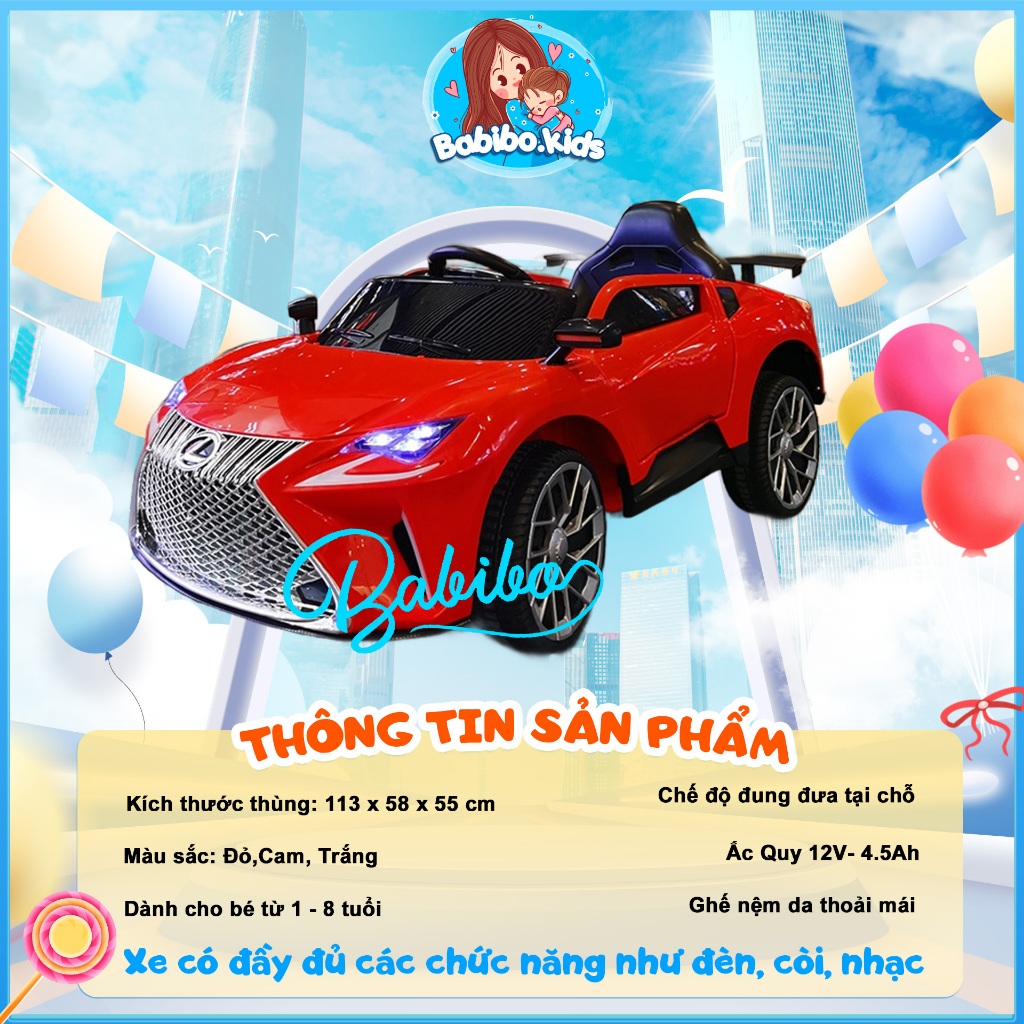 Xe ô tô điện trẻ em, xe điện cho bé mẫu siêu sang LEXUS MG9688 có kết nối bluetooth- Babibokids