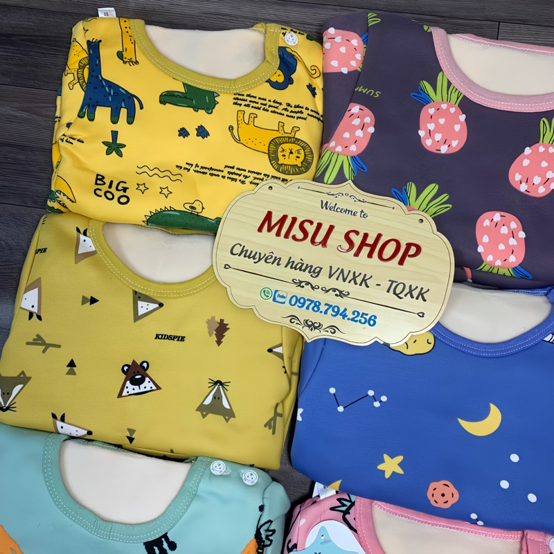 Bộ nỉ bông bé trai bé gái lót lông siêu ấm 8-22kg quảng châu cao cấp