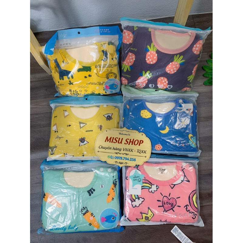 Bộ nỉ bông bé trai bé gái lót lông siêu ấm 8-22kg quảng châu cao cấp