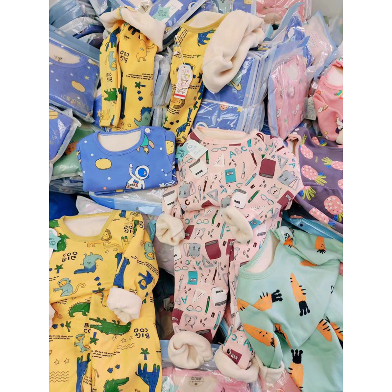 Bộ nỉ bông bé trai bé gái lót lông siêu ấm 8-22kg quảng châu cao cấp