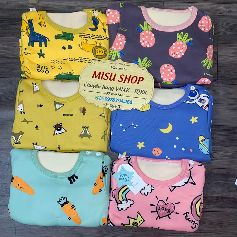 Bộ nỉ bông bé trai bé gái lót lông siêu ấm 8-22kg quảng châu cao cấp