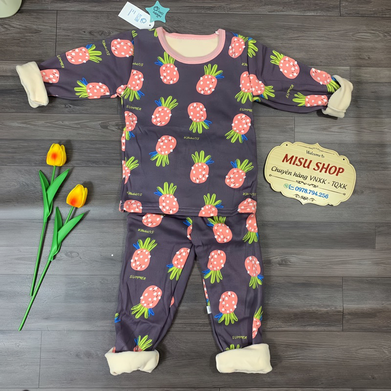 Bộ nỉ bông bé trai bé gái lót lông siêu ấm 8-22kg quảng châu cao cấp