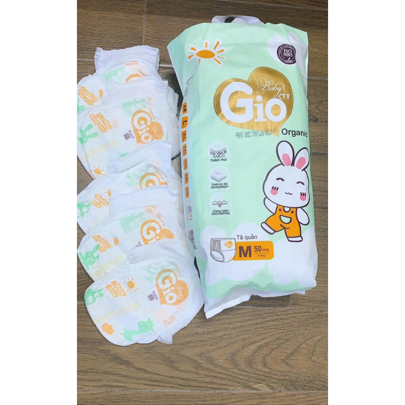 Tã quần, Bỉm cho bé Baby Gio Organic chống hăm 100 miếng giá rẻ