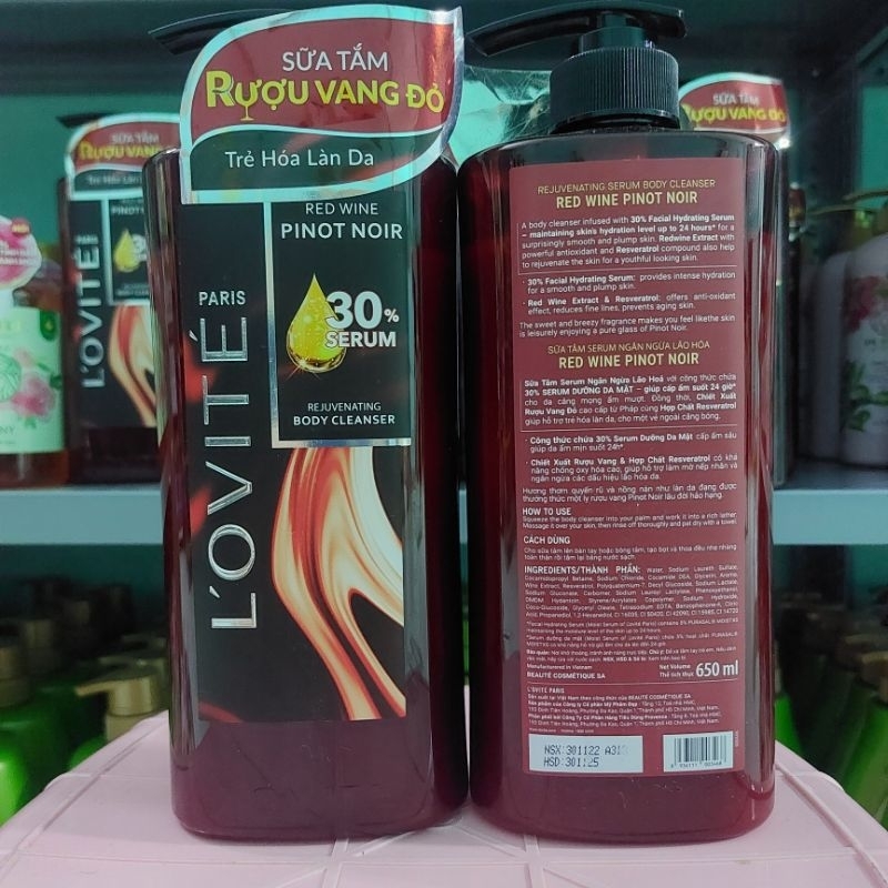 Sửa Tắm Rượu Vang Đỏ Lovite Serum Pinot Noil Trẻ Hóa Làn Da