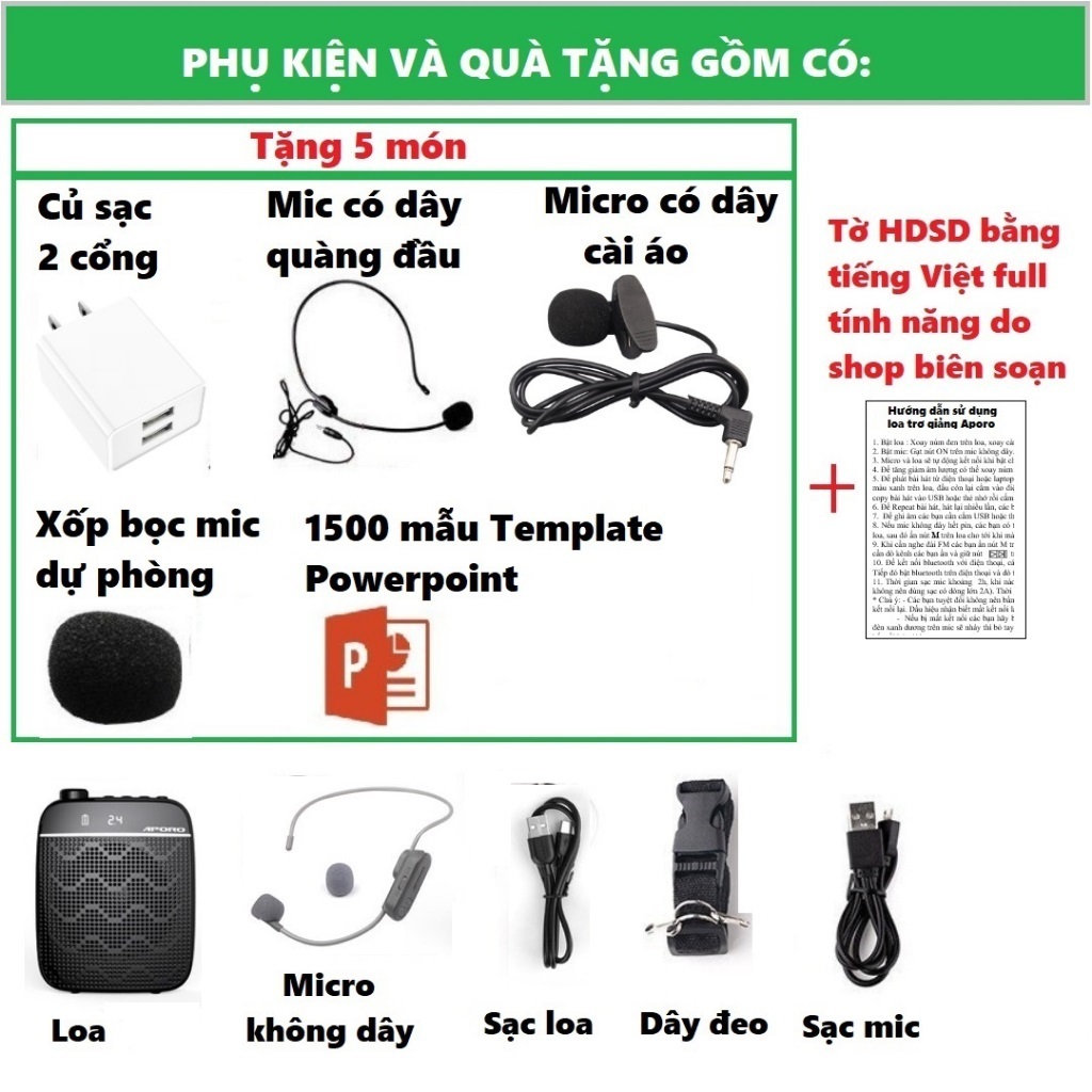 Loa trợ giảng không dây Aporo T25 2.4G Plus cao cấp, máy trợ giảng có bluetooth phiên bản mới nhất 2023