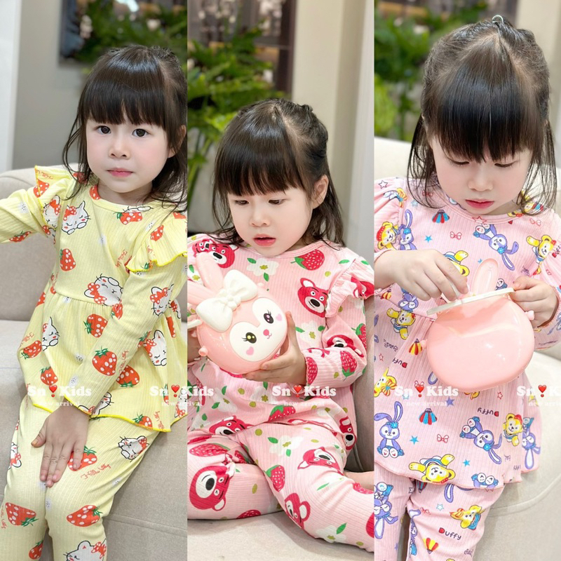 (8-22kg) bộ tăm mềm gấu dâu, thỏ, mèo bé gái mềm mát Jane Kids