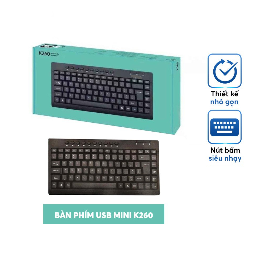 BÀN PHÍM MÁY TÍNH K260 MÀU ĐEN CÓ DÂY SIÊU TIỆN DỤNG-HT