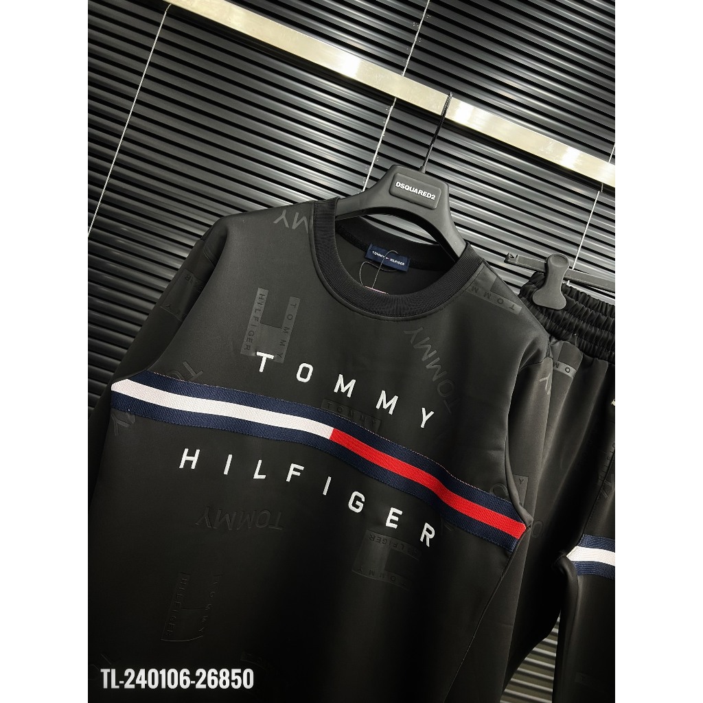 🔥Hot🔥Bộ nỉ Tommy thêu vạch vân họa tiết thiết kế hot trend Nam Nữ Thu Đông 2023