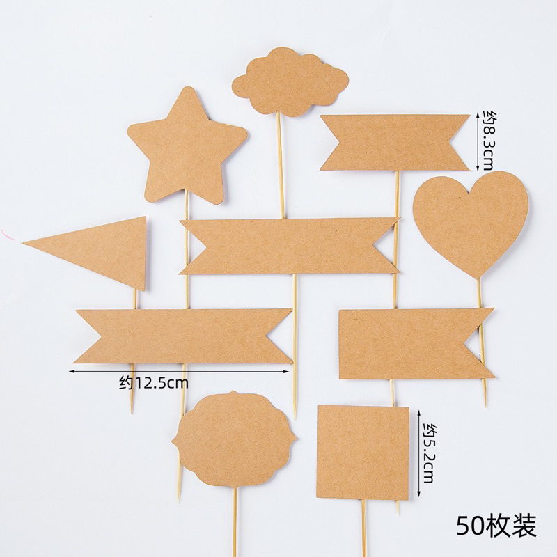 Rẻ Vô Địch-Set 10 Thẻ Trơn- Trang Trí Bánh Sinh Nhật, Bánh Kem