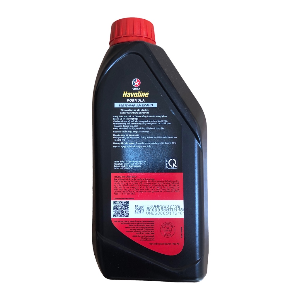 Nhớt ô tô Caltex Havoline Formula 15w40 cho máy xăng [ Chai 1L ]