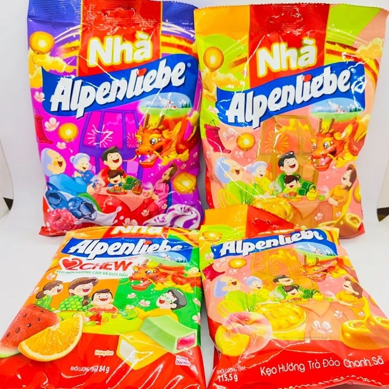 Gói 84gr kẹo mềm Alpenliebe 2chew hương cam và dưa hấu 2 in 1
