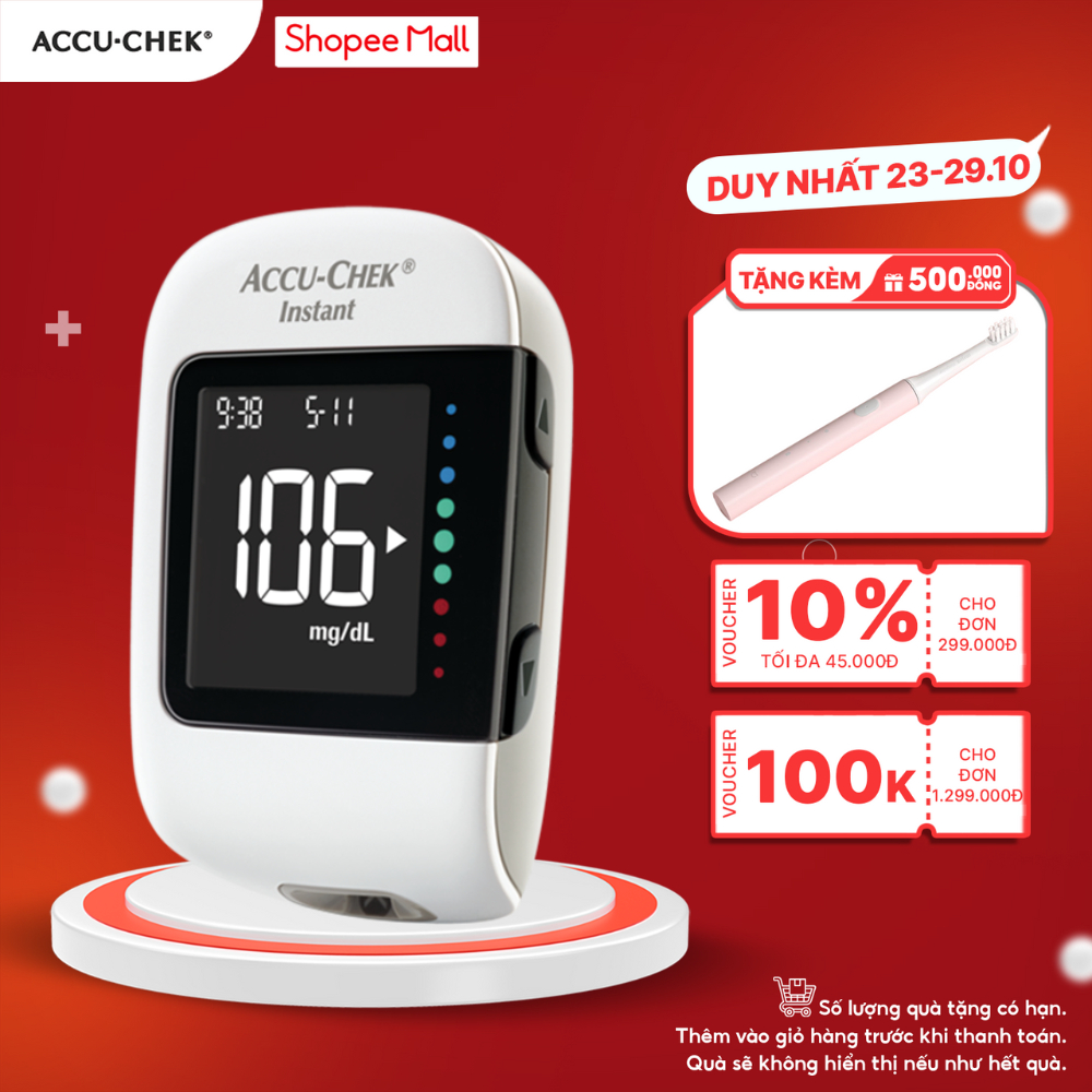 Máy Đo Đường Huyết ACCU-CHEK® Instant Đo Được 4 Loại Mẫu Máu, Có Kết Nối Bluetooth - Chưa Có Que Thử