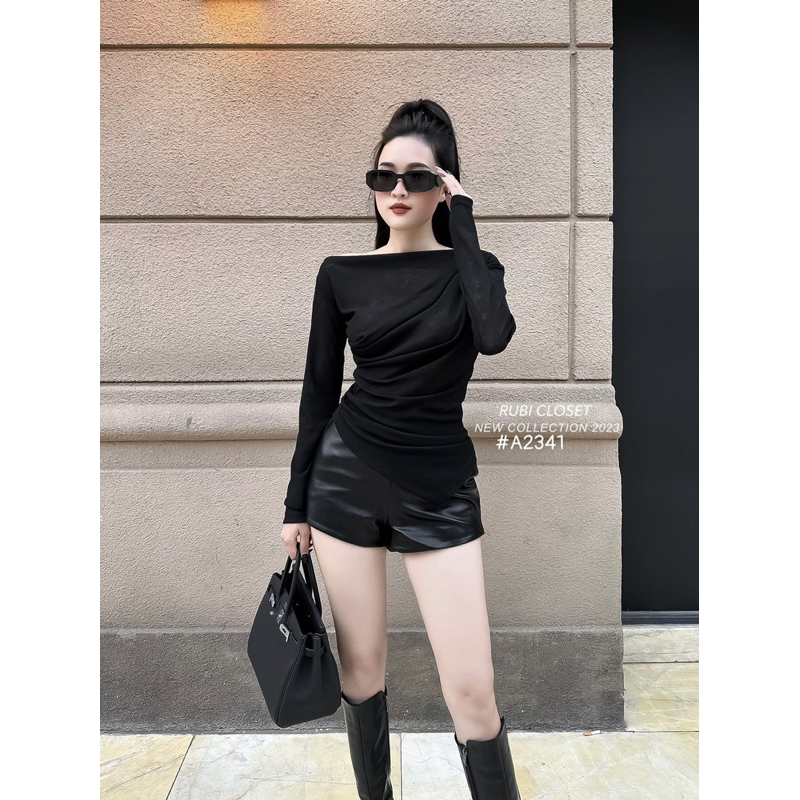 Áo Thun Zip Xếp Li Vai Nhún