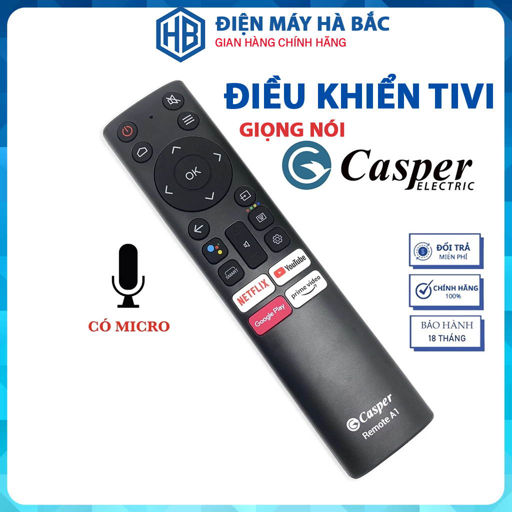 Remote Điều Khiển GIỌNG NÓI TiVi CASPER CHÍNH HÃNG Đa Năng Sử Dụng Các Dòng Tivi CASPER  UG FG HG QG