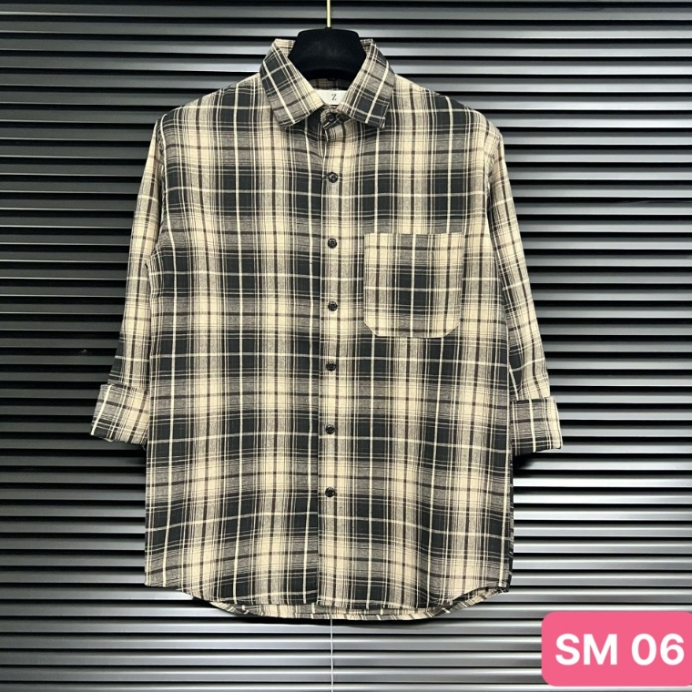 Áo sơ mi nam cao cấp karo chất liệu cotton đẹp màu nâu đen họa tiết hoa kiểu dáng hàn quốc mới HAVADO10 tay dài