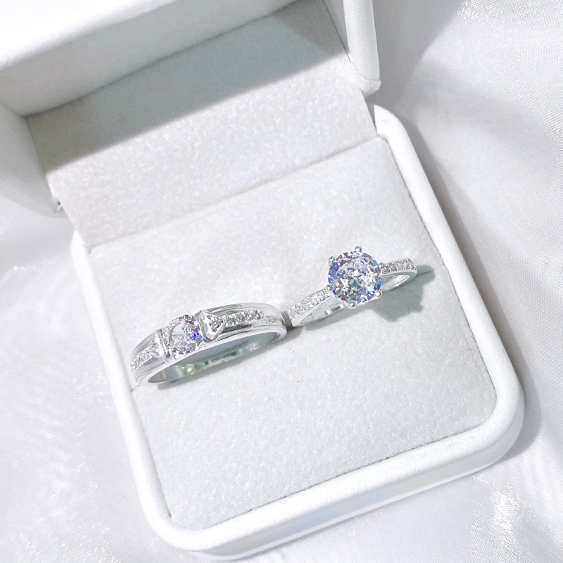 Nhẫn đôi bạc CHY SILVER đính đá 6 chấu bạc ta