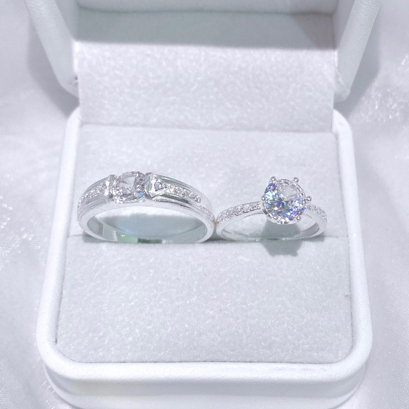 Nhẫn đôi bạc CHY SILVER đính đá 6 chấu bạc ta