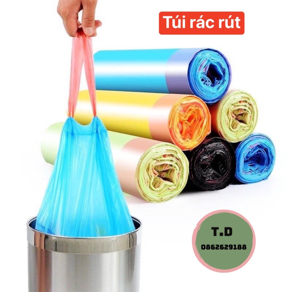 Túi đựng rác Có dây rút 45x50cm - Cuộn Túi Bóng Chứa Rác, Túi Đựng Rác Có Quai, Tiện Dụng - TD65236