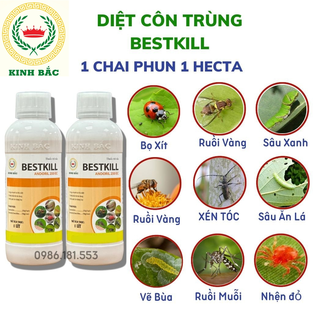 Combo 2 Chai BESTKILL Kinh Bắc, Diệt Sạch Côn Trùng, Sâu Hại, Ấu Trùng Trong Đất Bằng Cơ Chế Lưu Dẫn